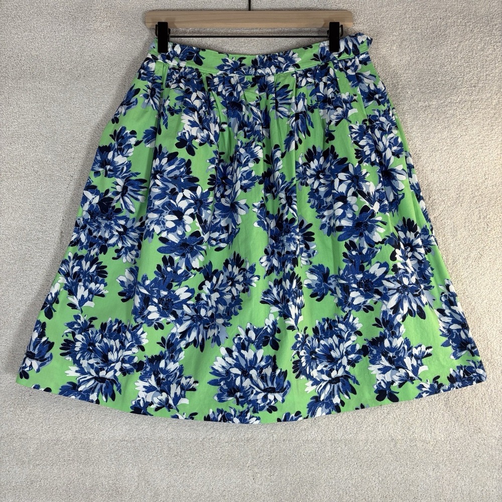 Floral A-Line Skirt in Green and Blue